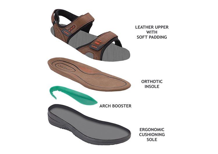 Orthofeet With Arch Support Cambria Men's Sandals Brown | EC7958241