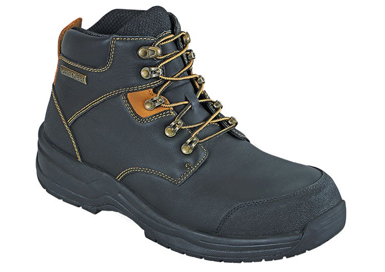 Orthofeet Work Safety Composite Toe Men\'s Work Boots Black | ZJ9570863