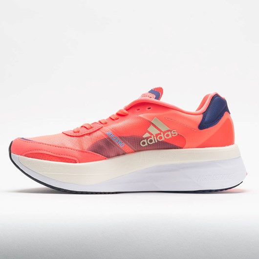 Orthofeet adidas adizero Boston 10 Women's Running Shoes Turbo / Sandy Beige / Legacy Indigo | MX7830215