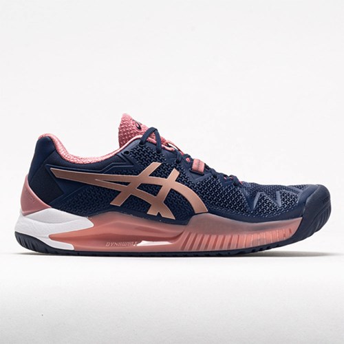 Orthofeet ASICS GEL-Resolution 8 Women's Tennis Shoes Peacoat / Rose Gold | UX5749623