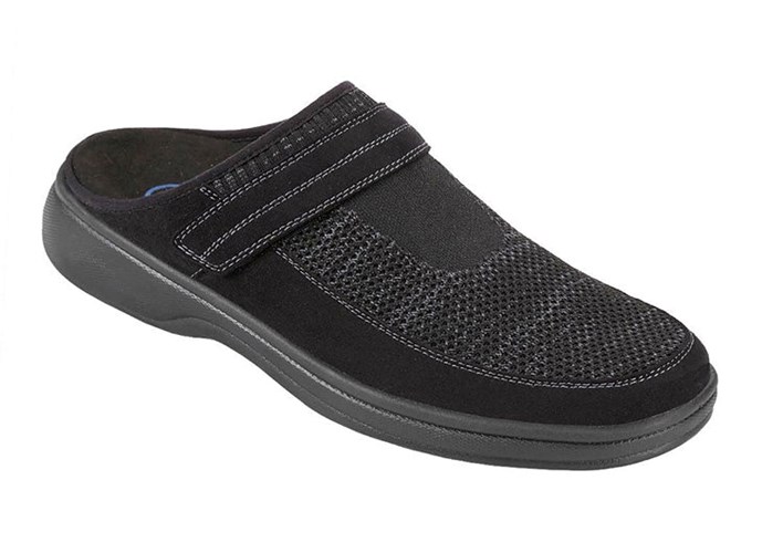 Orthofeet Arch Support Men's Slippers Black | NM8379562