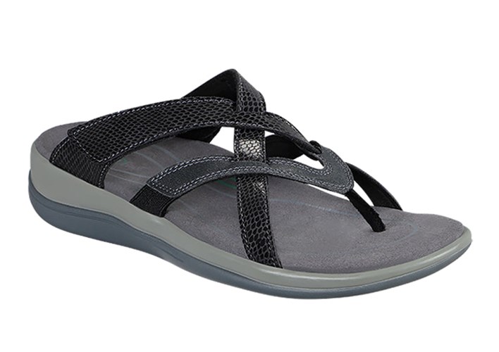 Orthofeet Arch Support Orthotic Women's Flip Flops Black | TG1238467