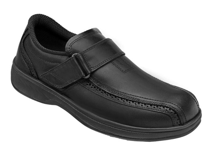 Orthofeet Black Loafers Monk Strap Men's Dress Shoes Black | HY5421078