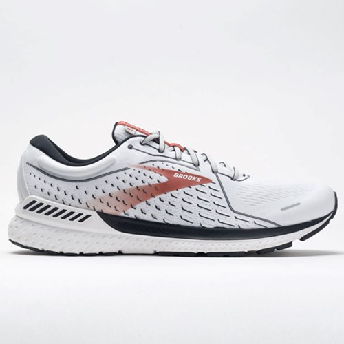 Orthofeet Brooks Adrenaline GTS 21 Men's Running Shoes White / Black / Orange | FZ7150642