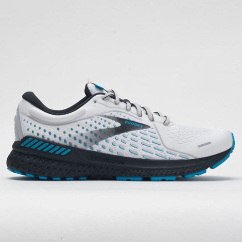 Orthofeet Brooks Adrenaline GTS 21 Men's Running Shoes White / Grey / Atomic Blue | KE9861435