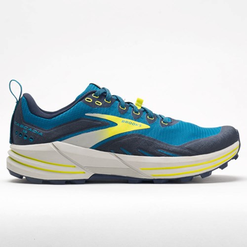 Orthofeet Brooks Cascadia 16 Men's Trail Running Shoes Mykonos Blue / Peacoat / Lime | PD5974823