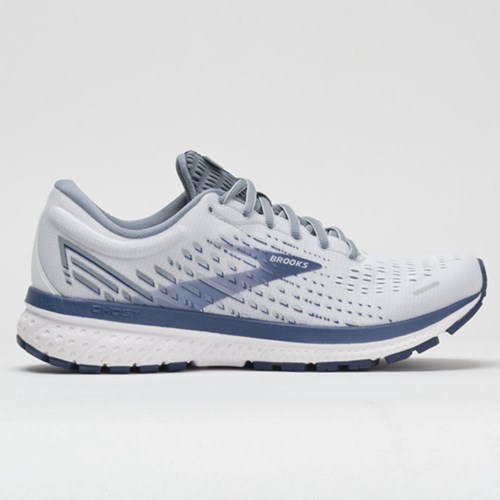 Orthofeet Brooks Ghost 13 Men's Running Shoes White / Gray / Deep Cobalt | UV1357428