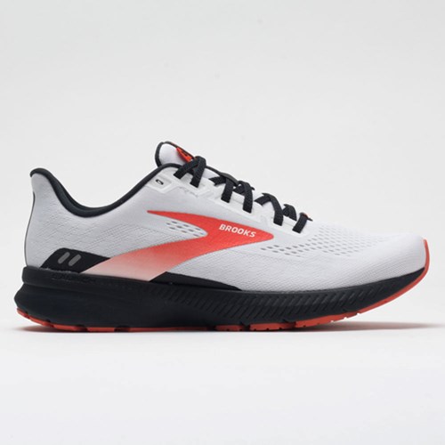 Orthofeet Brooks Launch 8 Men's Running Shoes White / Black / Red Clay | IL5389472