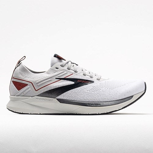 Orthofeet Brooks Ricochet 3 Men's Running Shoes White / Gray / Cinnabar | NX1092674