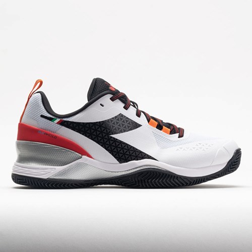 Orthofeet Diadora Blushield Torneo Clay Men's Tennis Shoes White / Black / Fiery Red | PB2618340