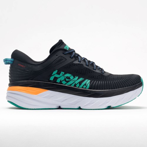 Orthofeet Hoka One One Bondi 7 Men's Running Shoes Black / Atlantis | JV9042683