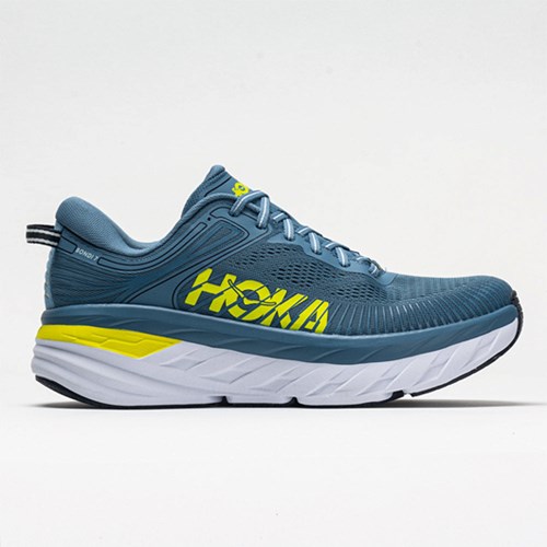 Orthofeet Hoka One One Bondi 7 Men's Running Shoes Provincial Blue / Citrus | NW1972538