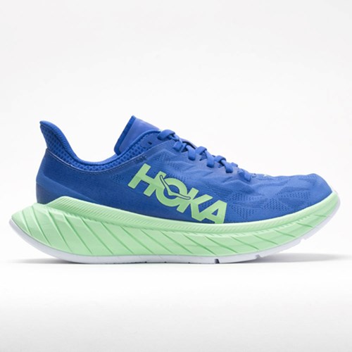 Orthofeet Hoka One One Carbon X 2 Men's Running Shoes Dazzling Blue / Green Ash | NA5142968