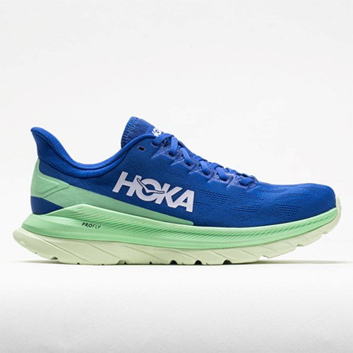 Orthofeet Hoka One One Mach 4 Men's Running Shoes Dazzling Blue / Green Ash | BF6790214