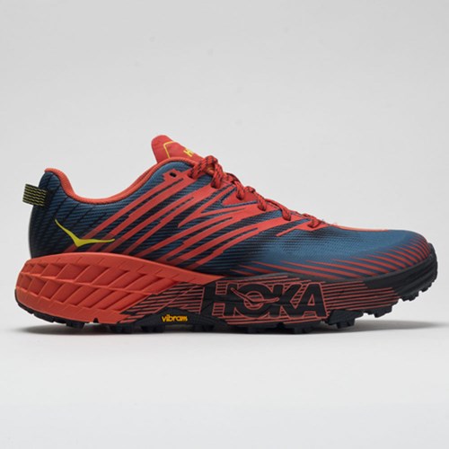 Orthofeet Hoka One One Speedgoat 4 Men's Trail Running Shoes Fiesta / Provincial Blue | CN1426903