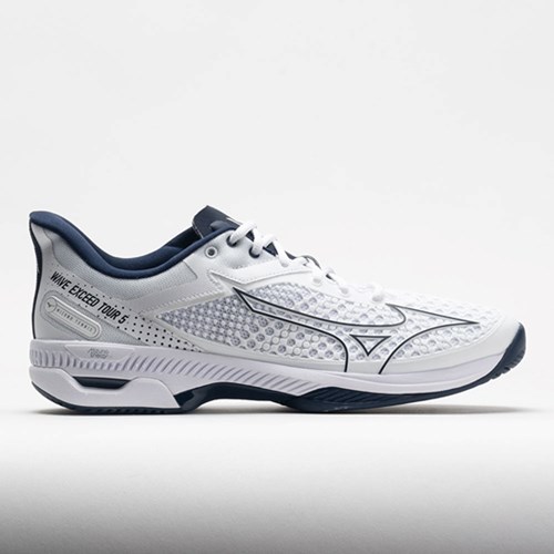 Orthofeet Mizuno Wave Exceed Tour 5 AC Men's Tennis Shoes White / Dress Blue | QA5901283