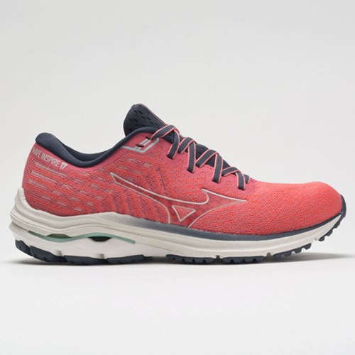 Orthofeet Mizuno Wave Inspire 17 Waveknit Women's Running Shoes Ignition Red / Snow White | FG1920487