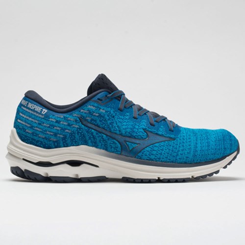 Orthofeet Mizuno Wave Inspire 17 Waveknit Men's Running Shoes Mykonos Blue / Ombre Blue | JL7861490