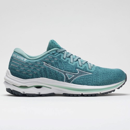 Orthofeet Mizuno Wave Inspire 17 Waveknit Women's Running Shoes Dusty Turquoise / White | KQ6473215