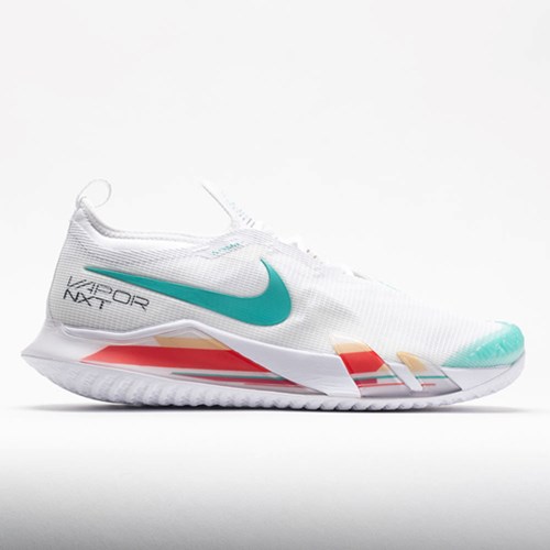 Orthofeet Nike React Vapor NXT Men's Tennis Shoes White / Washed Teal / Habanero Red | ZK6519204