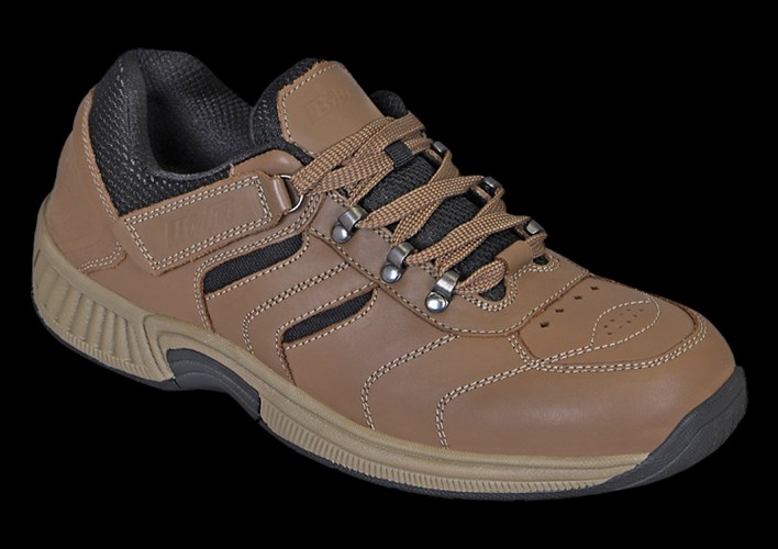 Orthofeet No Lace Tie-Less Lace Men's Sneakers Brown | KN1842693