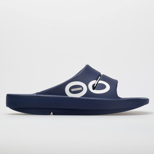 Orthofeet OOFOS OOahh Sport Men's Slide Sandals Navy / Navy | XE5267948