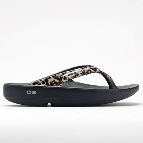 Orthofeet OOFOS OOlala Limited Women's Slide Sandals Black / Leopard | KD1362085