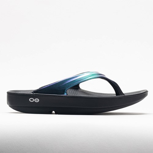 Orthofeet OOFOS OOlala Luxe Women's Slide Sandals Black / Atlantis | QY0729618