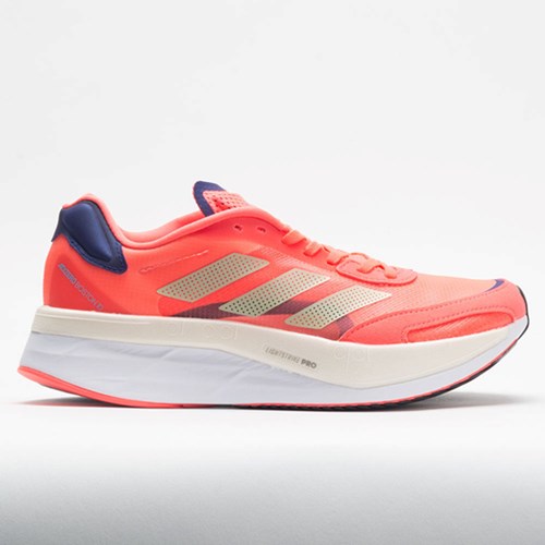 Orthofeet adidas adizero Boston 10 Women's Running Shoes Turbo / Sandy Beige / Legacy Indigo | MX7830215